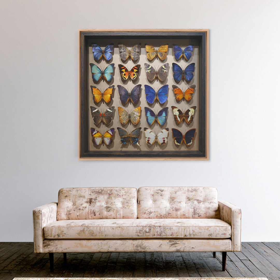 Framed Butterfly Collection Canvas Print, Maximalist Art, Fine Art Print, Living Room Decor, Fine Art, Maximal, Digital Prints, MAX-1x1-95