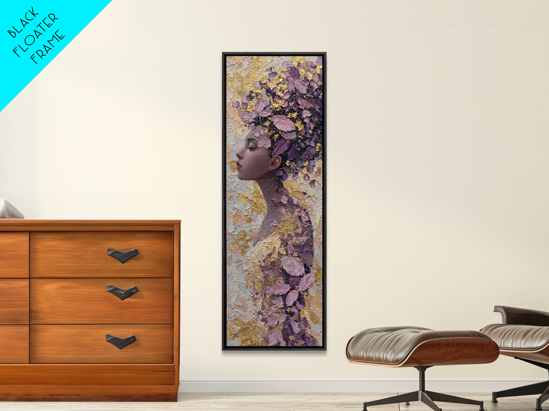 Patterned Moon Goddess Framed Canvas Print, Maximalist Art, Digital Art, Living Room Decor, Fine Art, Maximal, Pink Wall Art, MAX-1x3-36