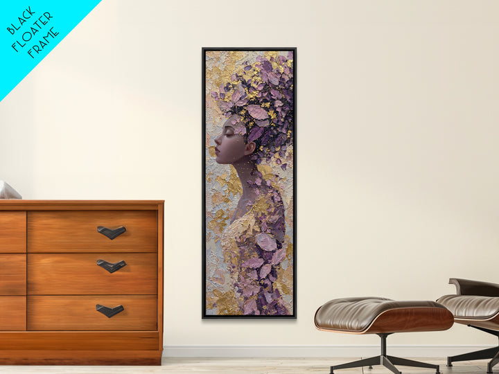 Patterned Moon Goddess Framed Canvas Print, Maximalist Art, Digital Art, Living Room Decor, Fine Art, Maximal, Pink Wall Art, MAX-1x3-36