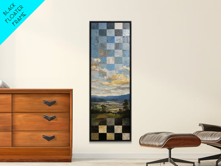 Eclectic Checkerboard Landscape Canvas Print, Maximalist Art, Art Print, Living Room Decor, Fine Art, Maximal, Boho Wall Art, MAX-1x3-65