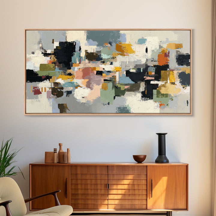 Chaotic Joyful Abstract Framed Canvas Print, Maximalist Art, Room Decor, Living Room Decor, Abstract Art, Maximal, MAX-2x1-42
