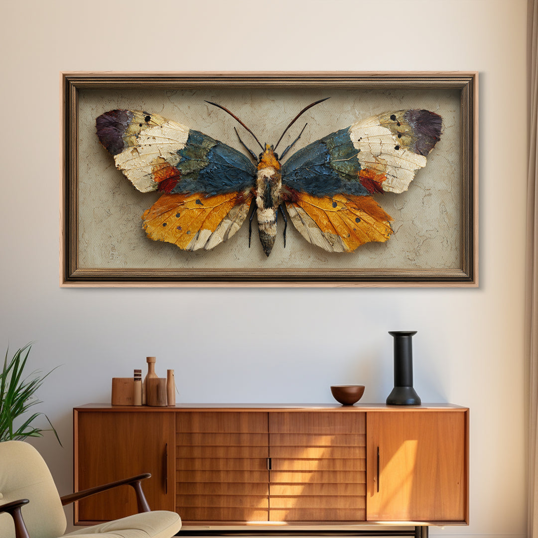 Framed Butterfly Collection Framed Canvas Print, Maximalist Art, Original Painting, Living Room Decor, Fine Art, Maximal, MAX-2x1-43