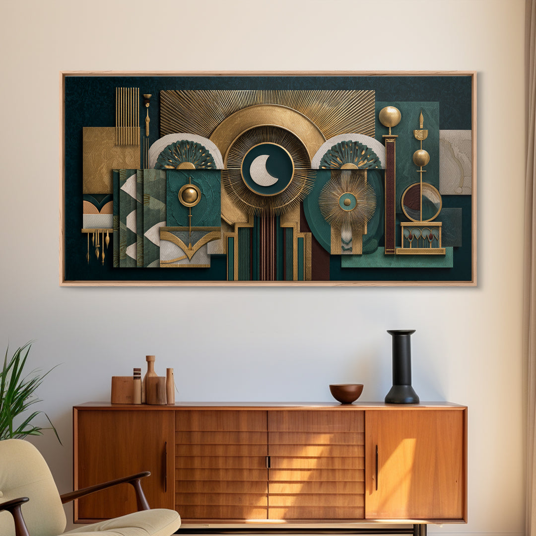 Surreal Room of Floating Objects as Decorative Canvas Print, Maximalist Art, Digital Wall Art, Living Room Decor, Maximal, MAX-2x1-5