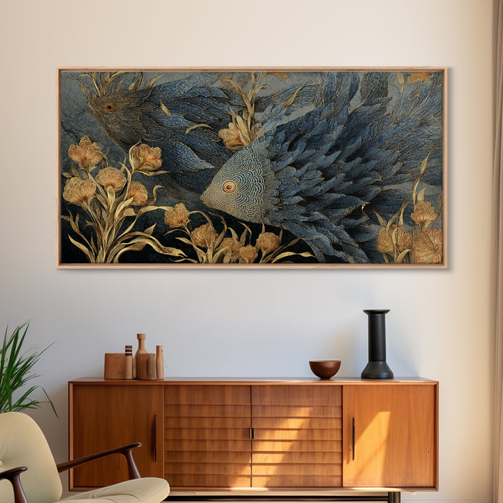Wild Coral Reef Canvas Print, Maximalist Art, Art Nouveau, Living Room Decor, Fine Art, Maximal, Living Room Wall Art, MAX-2x1-61