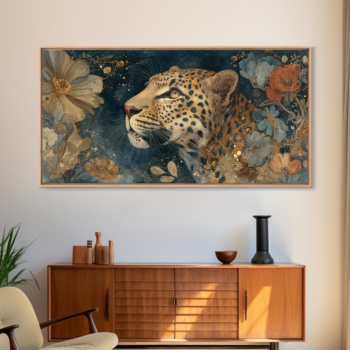 Rainbow Leopard Portrait Framed Canvas Print, Maximalist Art, Luxury Decor, Living Room Decor, Fine Art, Maximal, MAX-2x1-8