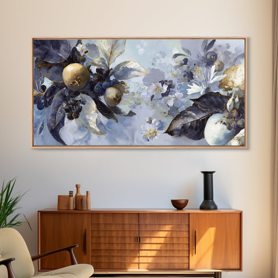 Rococo Fruit Feast Framed Canvas Print, Maximalist Art, Digital Prints, Living Room Decor, Fine Art, Maximal, Abstract Wall Art, MAX-2x1-83