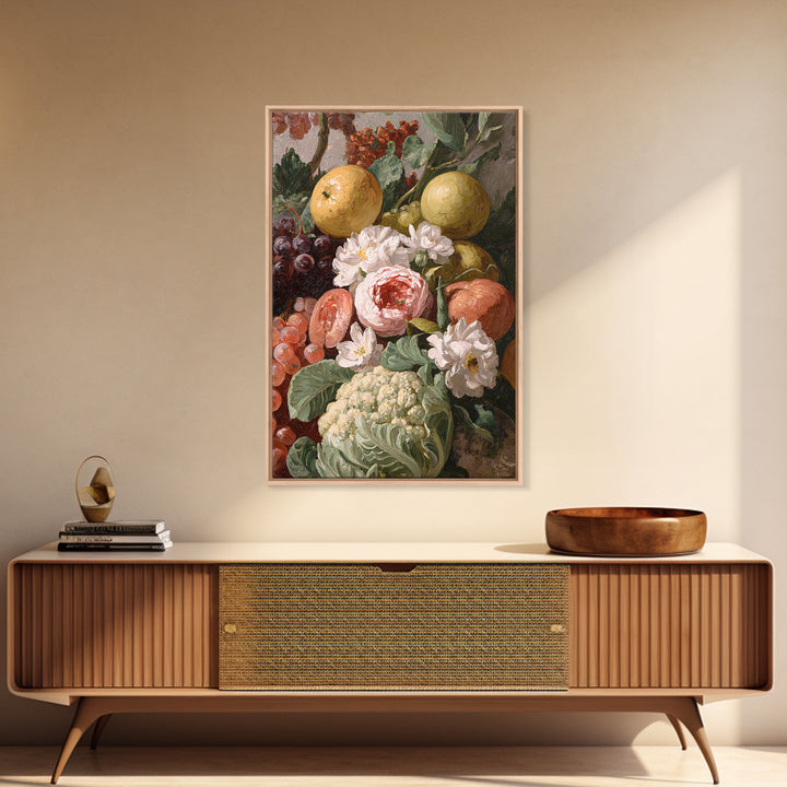 Rococo Fruit Feast Canvas Print, Maximalist Art, Digital Art, Living Room Decor, Maximal, Pink Wall Art, Dopamine Decor, MAX-2x3-23
