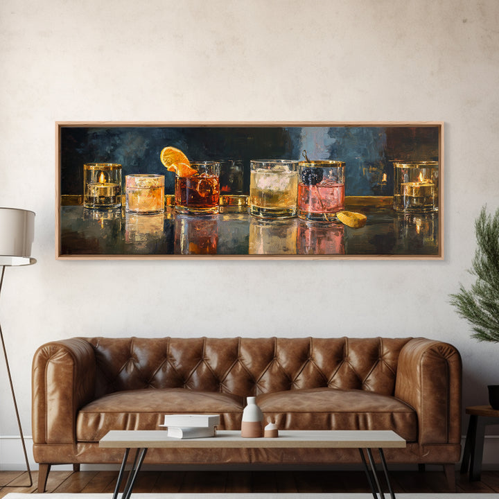 Retro Maximalist Cocktail Still Life Framed Canvas Print, Maximalist Art, Digital Art, Living Room Decor, Fine Art, Maximal, MAX-3x1-10