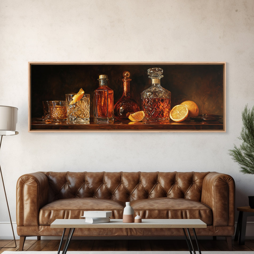 Retro Maximalist Cocktail Still Life Canvas Print, Maximalist Art, Abstract Art, Living Room Decor, Maximal, Retro Wall Art, MAX-3x1-34