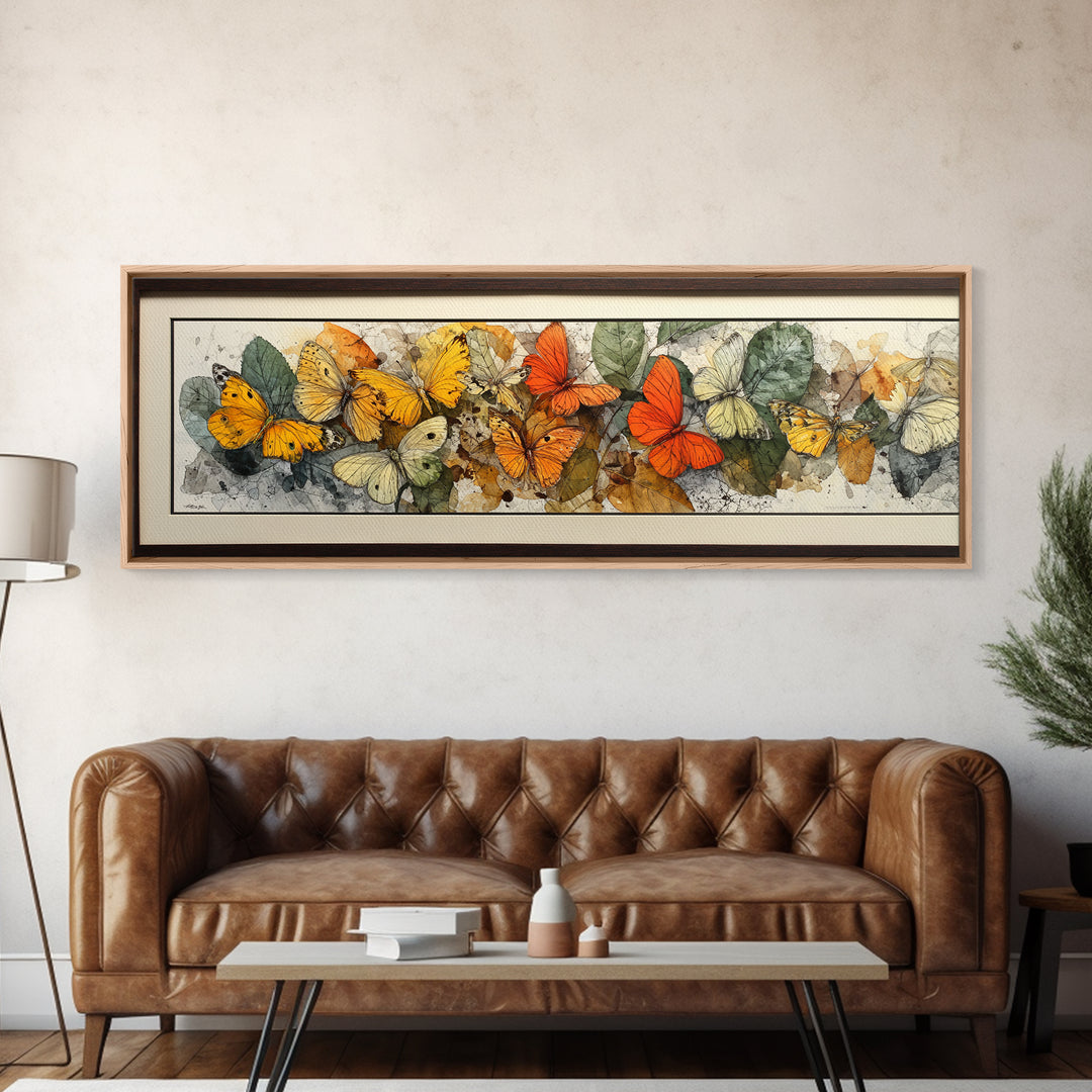 Framed Butterfly Collection Framed Canvas Print, Maximalist Art, Contemporary Art, Living Room Decor, Fine Art, Maximal, MAX-3x1-63