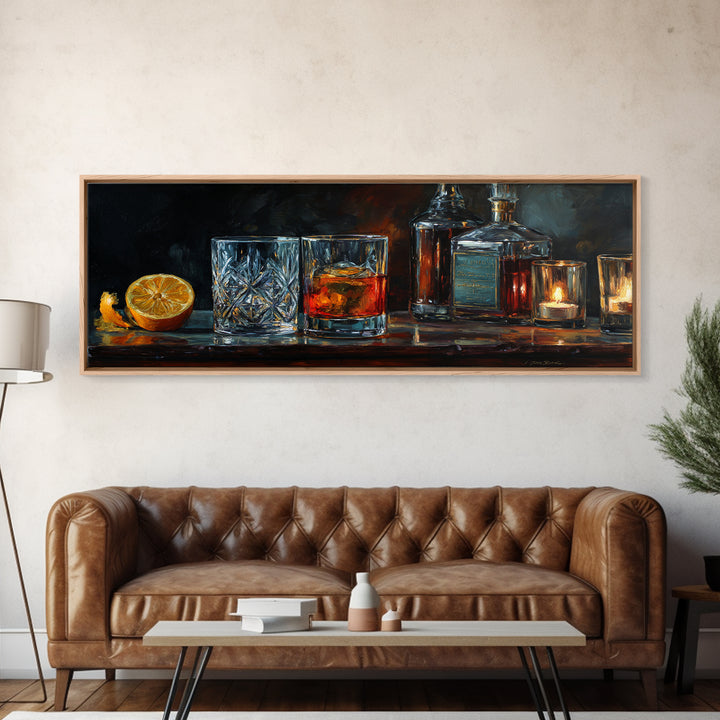 Retro Maximalist Cocktail Still Life Framed Canvas Print, Maximalist Art, Boho Wall Art, Living Room Decor, Fine Art, Maximal, MAX-3x1-82