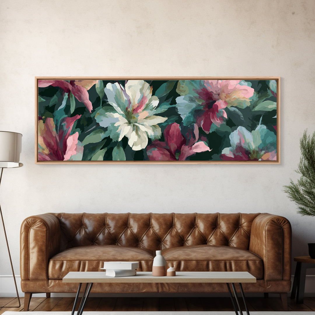 Matisse Inspired Cutouts with Vivid Floral Motifs Canvas Print, Maximalist Art, Modern Art, Living Room Decor, Oil Painting, MAX-3x1-98