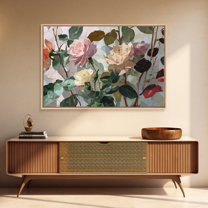 Baroque Roses Mixed Framed Canvas Print, Maximalist Art, Boho Wall Art, Living Room Decor, Fine Art, Maximal, Trendy Wall Art, MAX-3x2-10