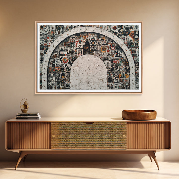 Ornamental Arch Filled Framed Canvas Print, Maximalist Art, Modern Art, Living Room Decor, Fine Art, Maximal, Textured Painting, MAX-3x2-23