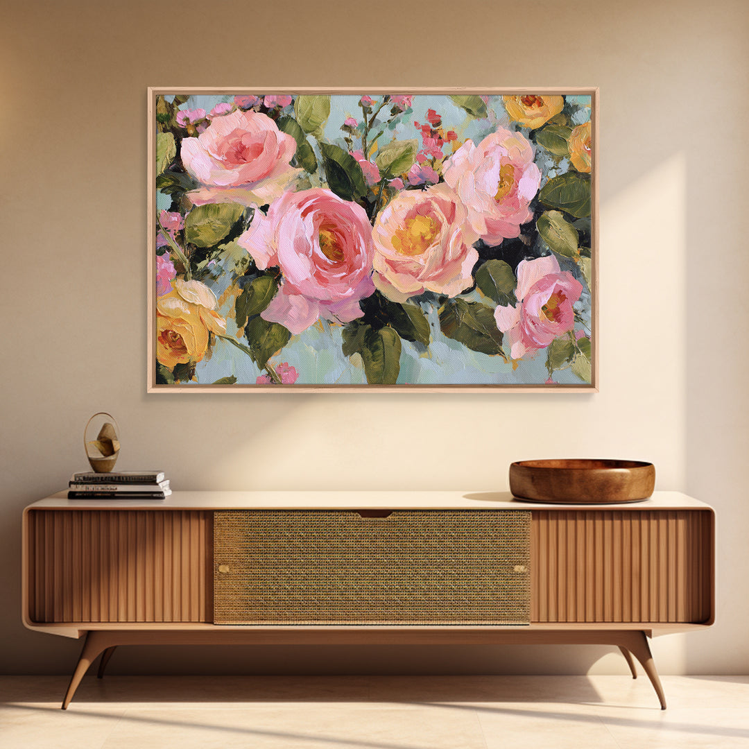 Baroque Roses Mixed Canvas Print, Maximalist Art, Living Room Wall Art, Living Room Decor, Abstract Art, Maximal, Boho Decor, MAX-3x2-34
