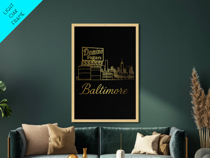 Baltimore Maryland Travel, Metallic Gold Art, Wood Framed Art, Metal Art, Minimalist Wall Art, Adventure Lover Gift