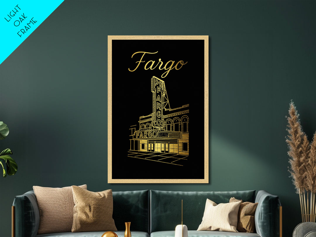 Fargo North Dakota Travel, Metallic Gold Art, Wood Framed Art, Metal Art, Modern Wall Art, Graduation Gift, Entryway Wall Print