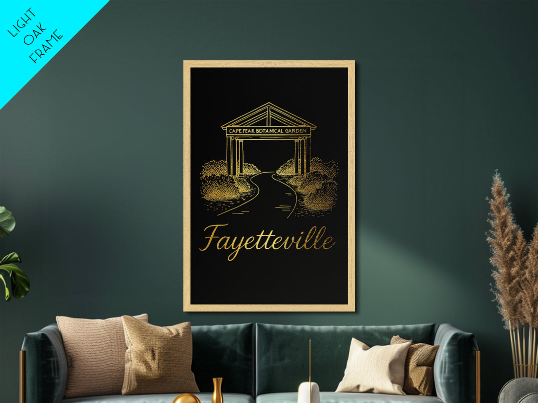 Fayetteville North Carolina Travel, Metallic Gold Art, Wood Framed Art, Metal Art, Modern Wall Art, Wanderlust Gift, Bedroom Art