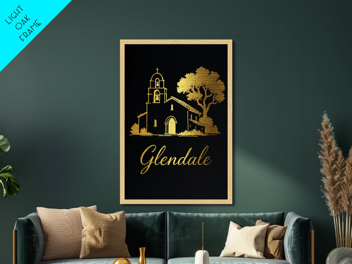 Glendale Arizona Travel, Metallic Gold Art, Wood Framed Art, Metal Art, Modern House Art, Retirement Gift, Bedroom Wall Art