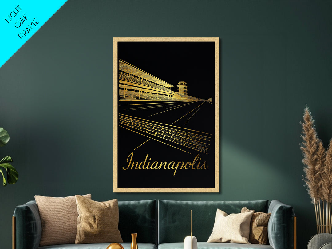 Indianapolis Indiana Travel, Metallic Gold Art, Wood Framed Art, Metal Art, Modern Wall Art, Wanderlust Gift, Bedroom Art