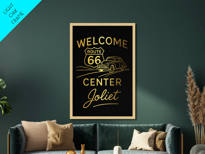 Joliet Illinois Art, Metallic Gold Art, Wood Framed Art, Metal Art, Minimalist Wall Art, Birthday Gift, Bedroom Art