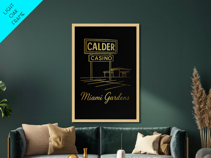Miami Gardens Florida Art, Metallic Gold Print, Wood Framed Art, Metal Art, Wanderlust Gift, Living Room Art, Bedroom Wall Art