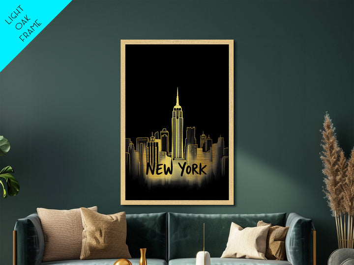 New York New York Travel, Metallic Gold Print, Wood Framed Art, Metal Art, Modern Wall Art, Graduation Gift, Living Room Art
