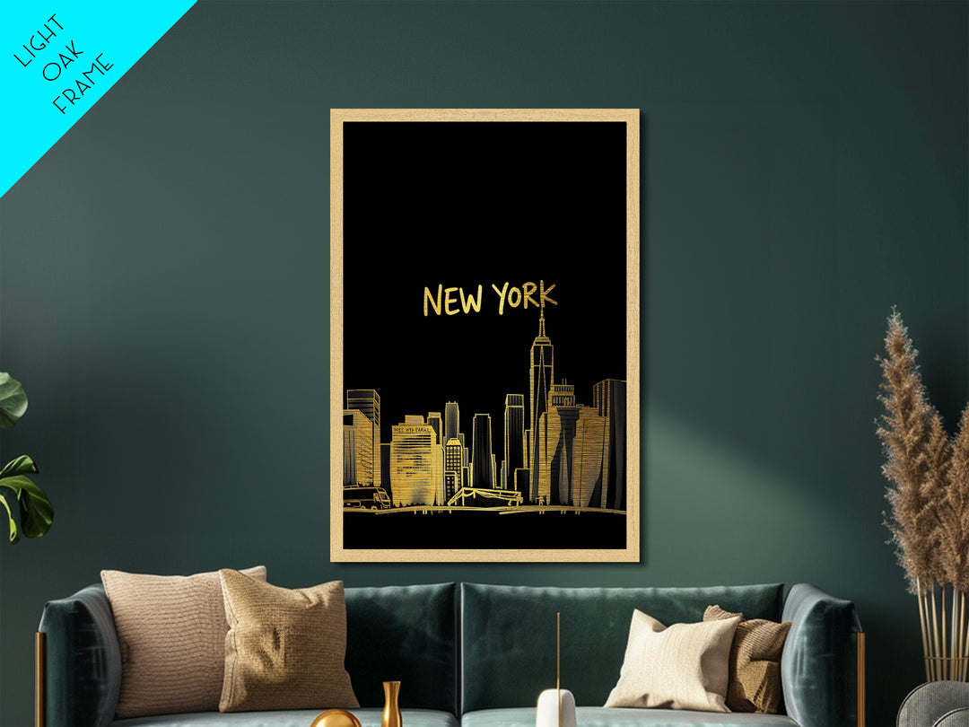 Metallic Gold NYC Travel Poster