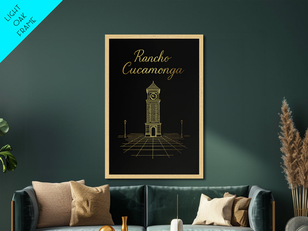 Rancho Cucamonga California Art, Metallic Gold Art, Wood Framed Art, Metal Art, Minimalist Wall Art, Birthday Travel Gift, Living Room Decor