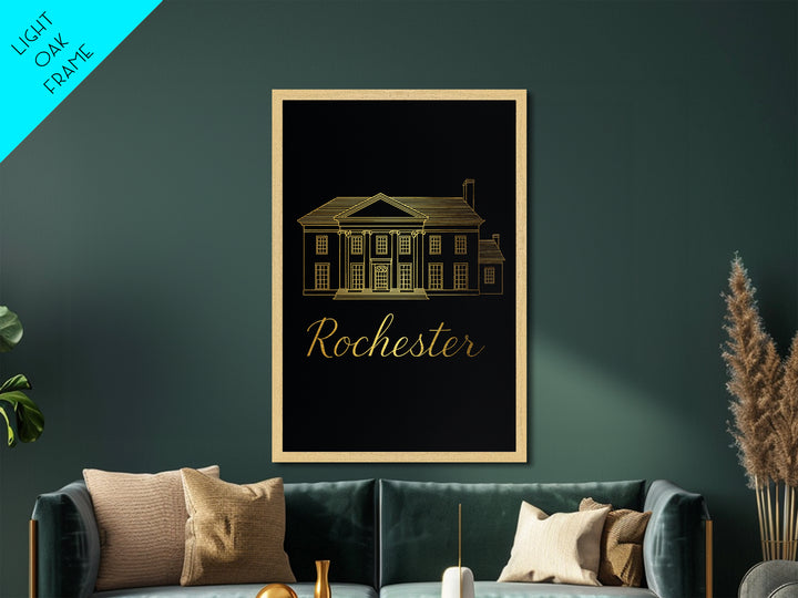 Rochester New York Travel, Metallic Gold Print, Wood Framed Art, Metal Art, Modern Wall Art, Adventure Lover Gift, Bedroom Decor