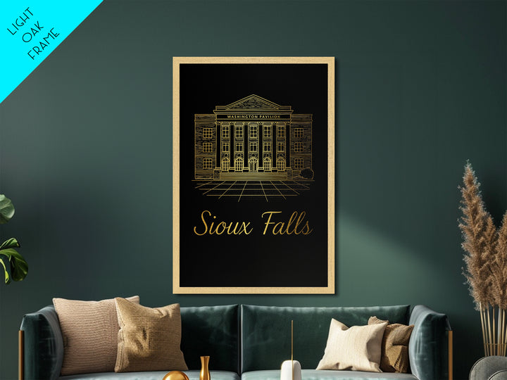 Sioux Falls South Dakota Art, Metallic Gold Art, Wood Framed Art, Metal Art, Modern Wall Art, Adventure Lover Gift, Bedroom Decor