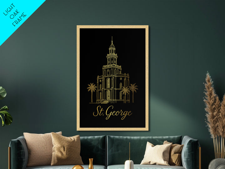 St George Utah Travel, Metallic Gold Print, Wood Framed Art, Metal Art, Modern Wall Art, Retirement Travel Gift, Living Room Decor