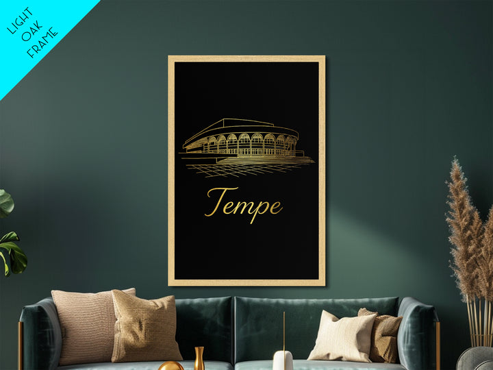 Tempe Arizona Art, Metallic Gold Art, Wood Framed Art, Metal Art, Modern Wall Art, Retirement Travel Gift, Home Decor