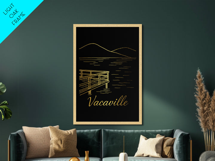 Vacaville California Art, Metallic Gold Art, Wood Framed Art, Metal Art, Modern Wall Art, Graduation Travel Gift, Bedroom Decor