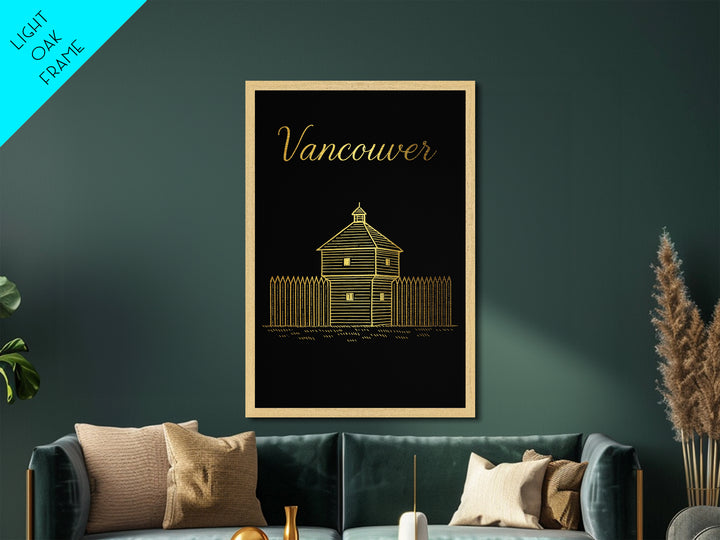 Vancouver Washington Travel, Metallic Gold Print, Wood Framed Art, Metal Art, Modern Wall Art, Destination Gift, Living Room Decor
