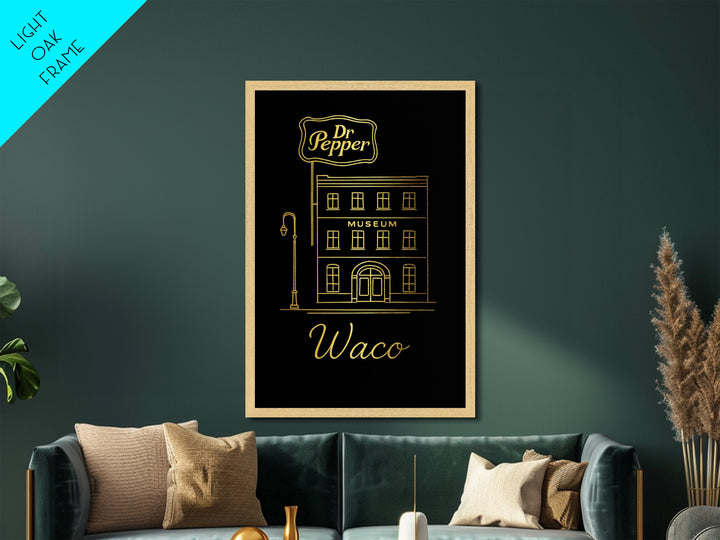 Waco Texas Art, Metallic Gold Art, Wood Framed Art, Metal Art, Modern Wall Art, Birthday Travel Gift, Bedroom Decor
