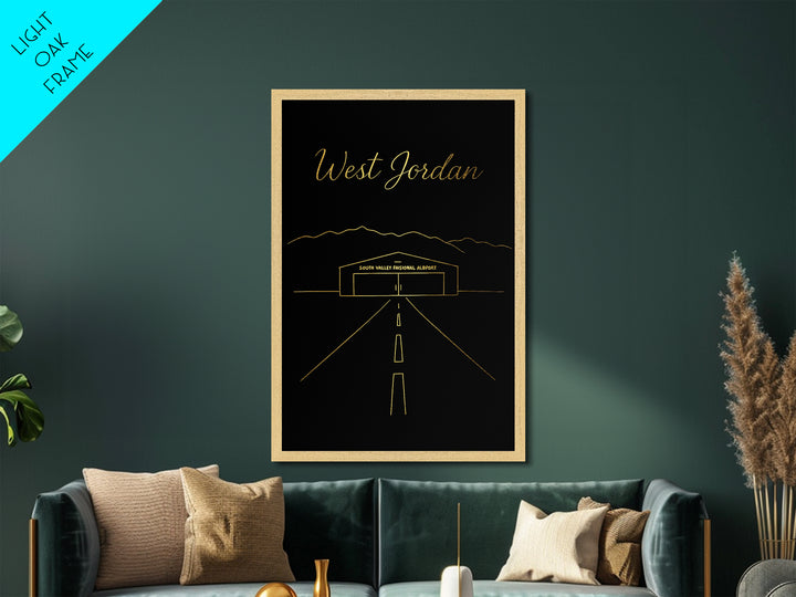 West Jordan Utah Travel, Metallic Gold Print, Wood Framed Art, Metal Art, Modern Wall Art, Anniversary Travel Gift, Bedroom Decor