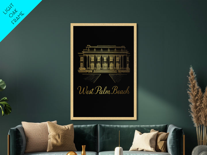 West Palm Beach Florida Art, Metallic Gold Art, Wood Framed Art, Metal Art, Minimalist Wall Art, Birthday Travel Gift, Home Decor