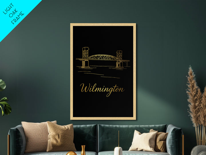 Wilmington Delaware Art, Metallic Gold Art, Wood Framed Art, Metal Art, Modern Wall Art, Adventure Lover Gift, Living Room Decor