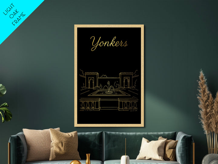 Yonkers New York Travel, Metallic Gold Print, Wood Framed Art, Metal Art, Modern Wall Art, Retirement Travel Gift, Home Decor
