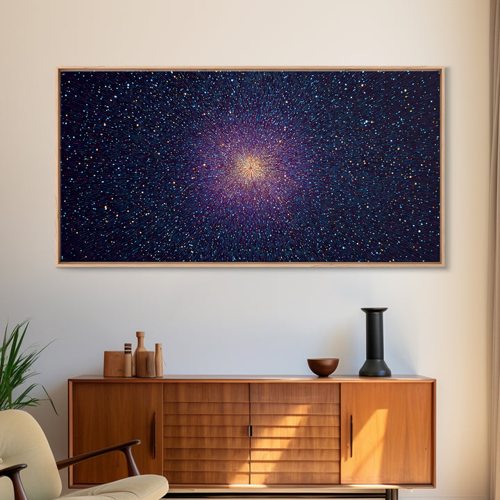 Radiant Purple Starburst Abstract Wall Art, Midcentury Modern Art Print, Cosmic Retro Decor, Space Abstract Art Poster For Home