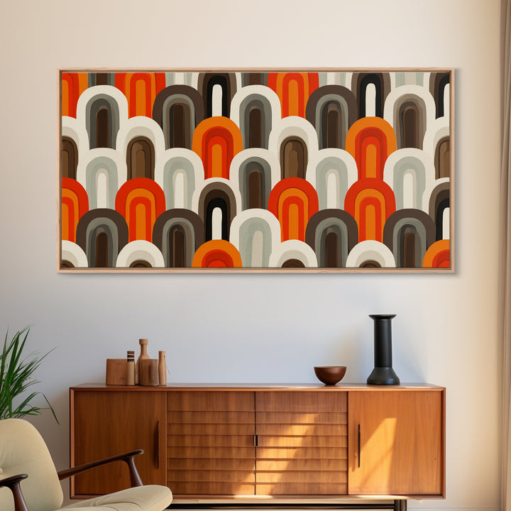 Retro Orange Brown Arch Pattern Wall Art, Midcentury Modern Art Print, 70s Decor, Geometric Wall Decor, MCM Home Decor, Retro Print