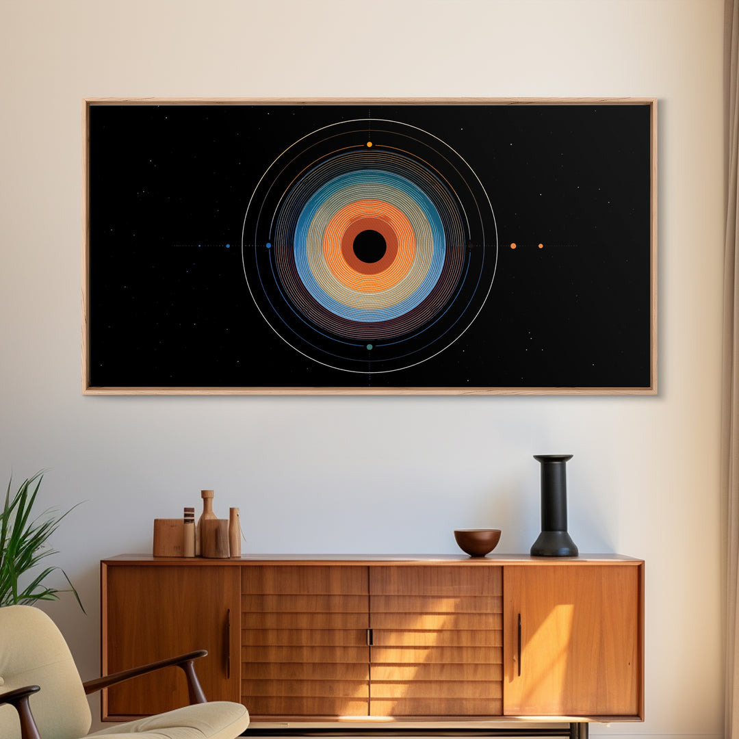 Cosmic Concentric Orbit Wall Art, Midcentury Modern Abstract Space Poster, Geometric Circle Print, Retro Office Decor Gift