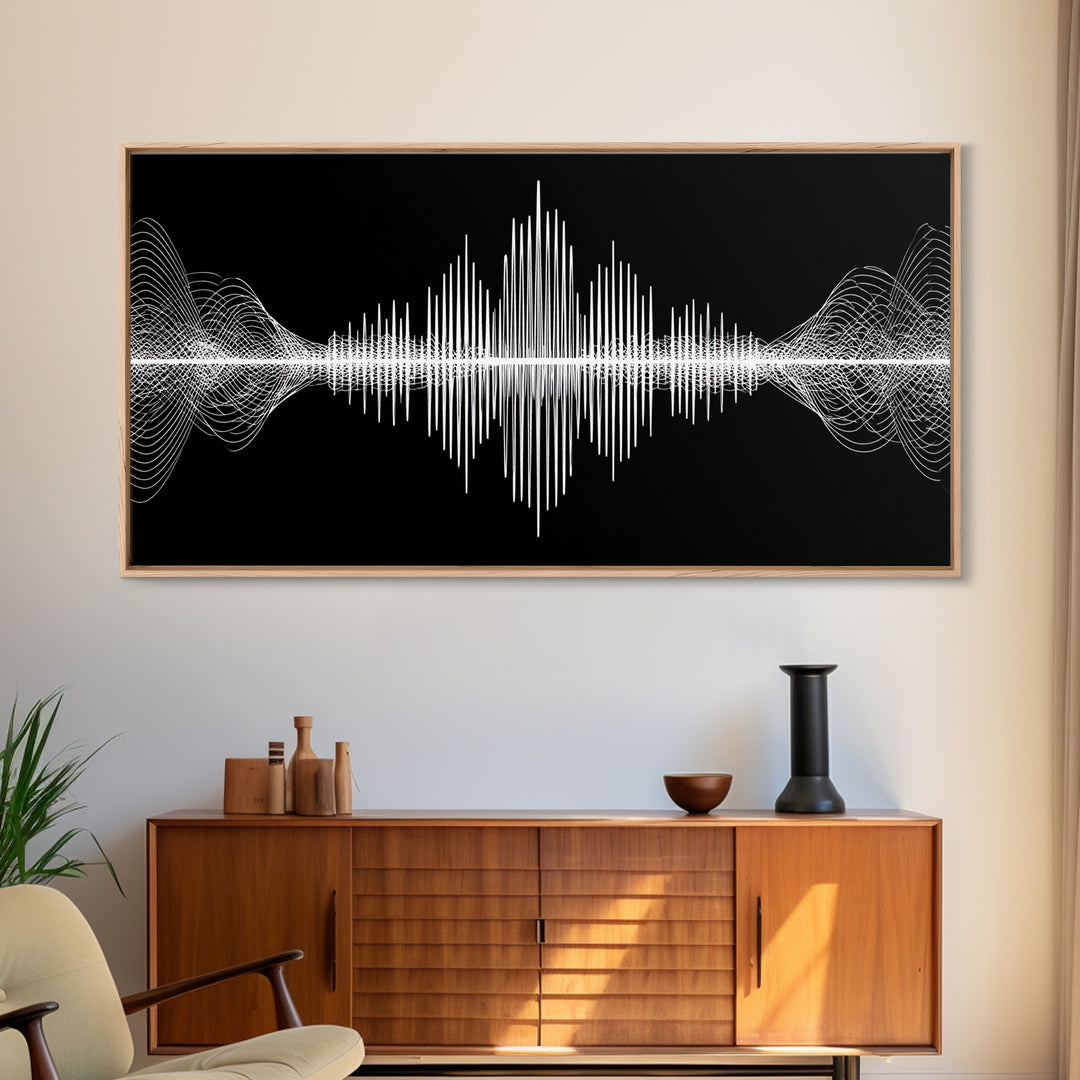 Black And White Sound Wave Wall Art, Minimal Audio Waveform, Modern Abstract Art Print, Music Studio Decor, Office Wall Decor