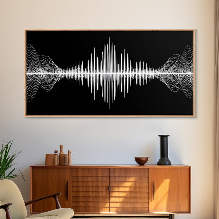Black And White Sound Wave Wall Art, Minimal Audio Waveform, Modern Abstract Art Print, Music Studio Decor, Office Wall Decor
