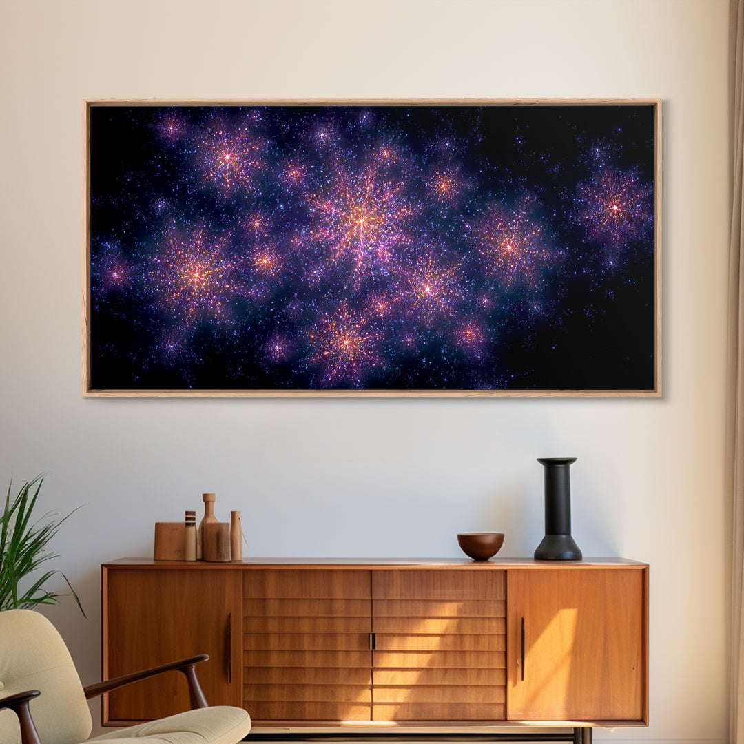 Purple Pink Starfield Galaxy Wall Art, Cosmic Retro Poster, Space Abstract Art, Modern Bedroom Decor, Dreamy Nebula Print