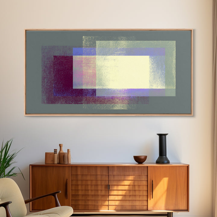 Soft Gray Magenta Geometric Rectangles Wall Art, Midcentury Modern Abstract Print, MCM Home Decor, Minimalist Office Decor
