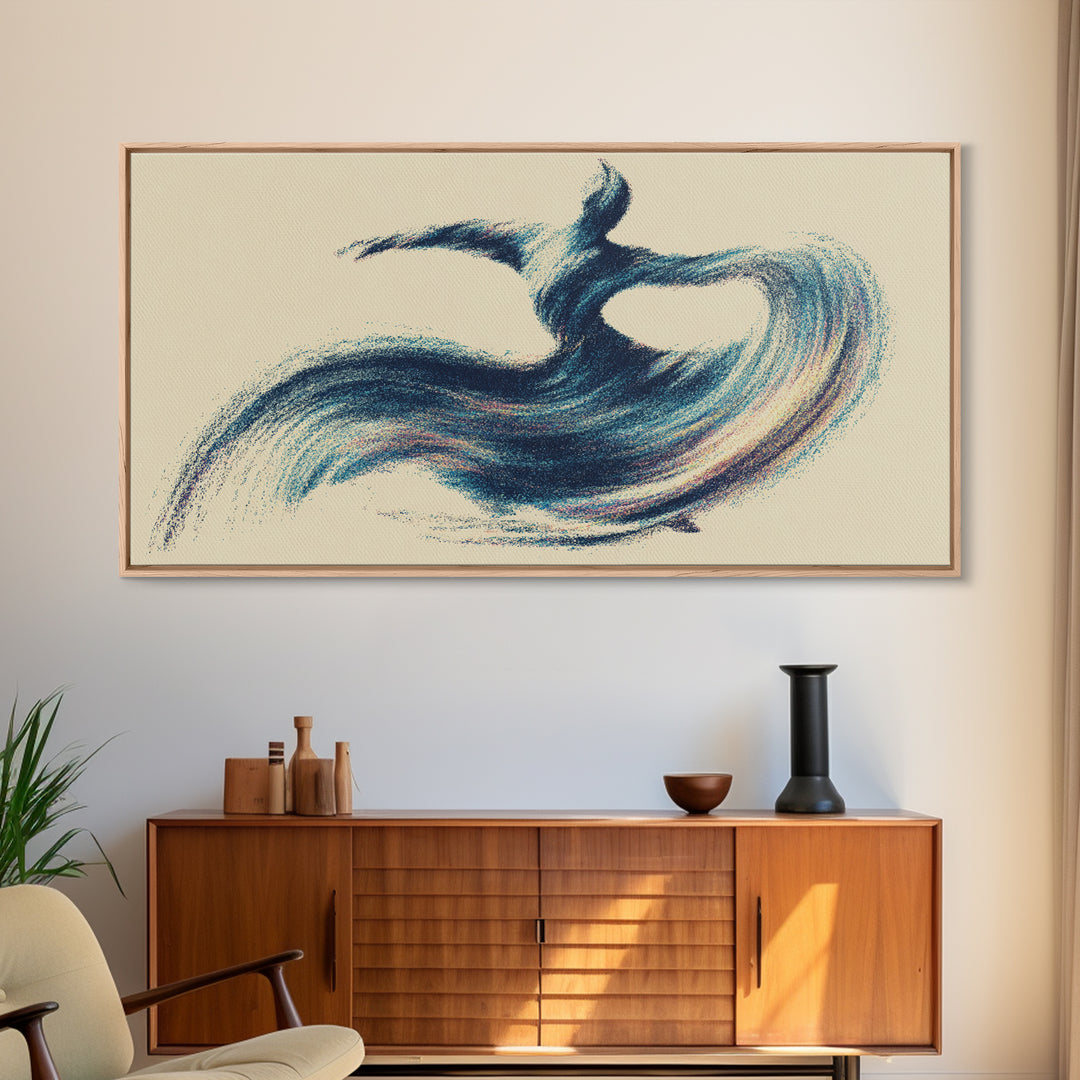 Abstract Blue Surfer Wave Motion Wall Art, Modern Abstract Art Print, Coastal Minimalist Poster, Yoga Studio Decor Gift Idea