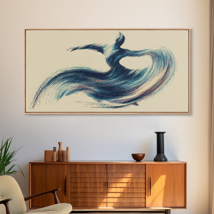 Abstract Blue Surfer Wave Motion Wall Art, Modern Abstract Art Print, Coastal Minimalist Poster, Yoga Studio Decor Gift Idea
