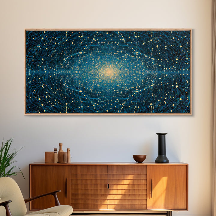 Golden Galaxy Core Stellar Space Wall Art, Midcentury Modern Abstract Art, Dark Cosmic Poster, Modern Home Decor, MCM Print